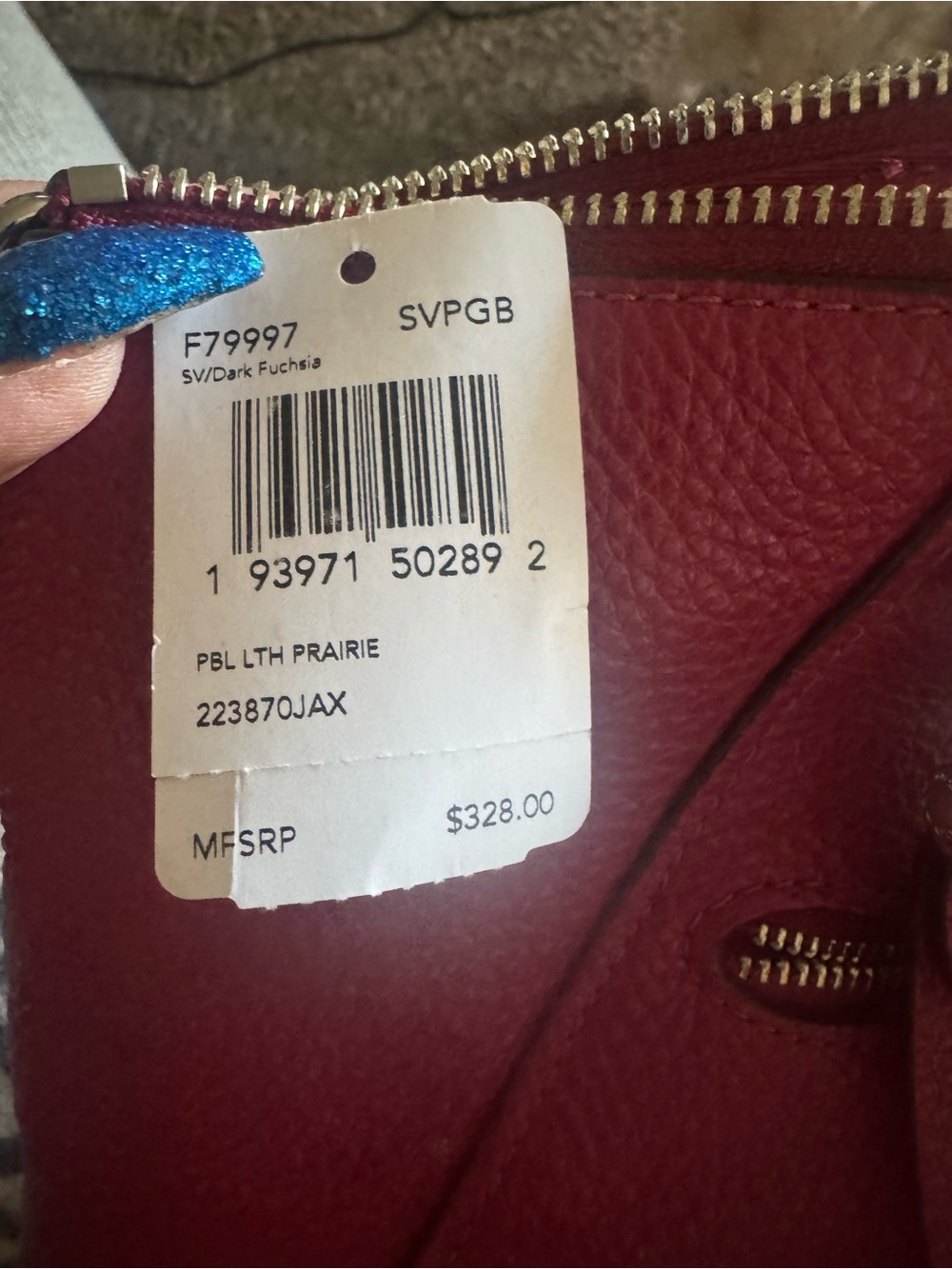Coach Prairie Leather Zip Tote - Dark Fuchsia